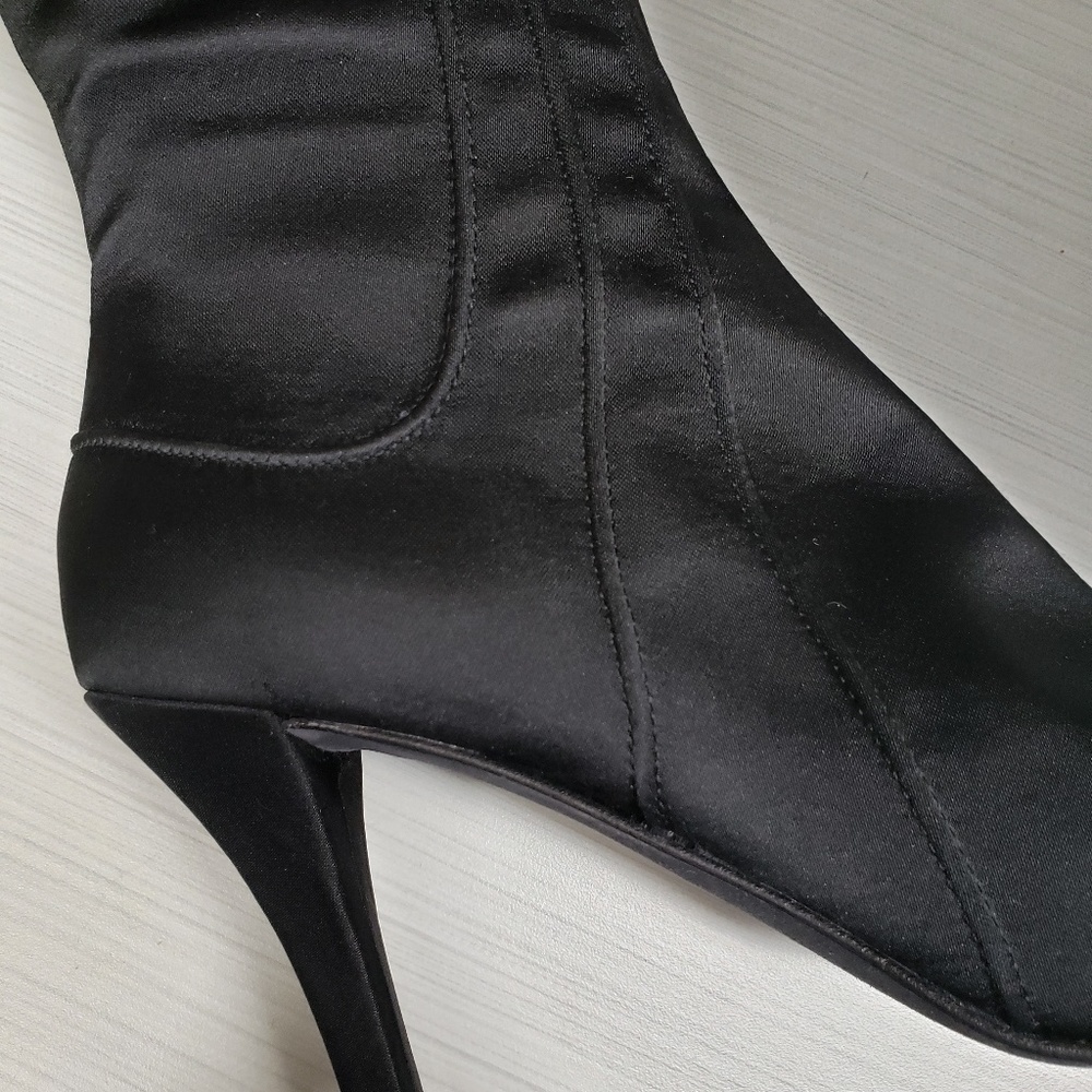 DKNY Black Satin Knee High Boot - Picture 4 of 7